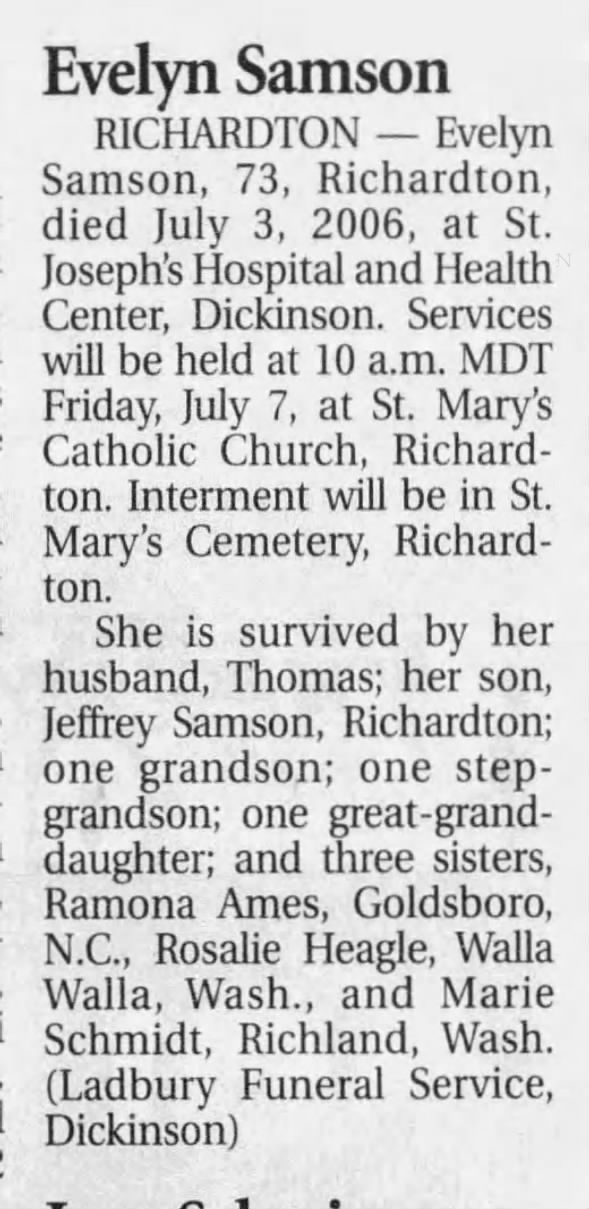 Clipping from The Bismarck Tribune